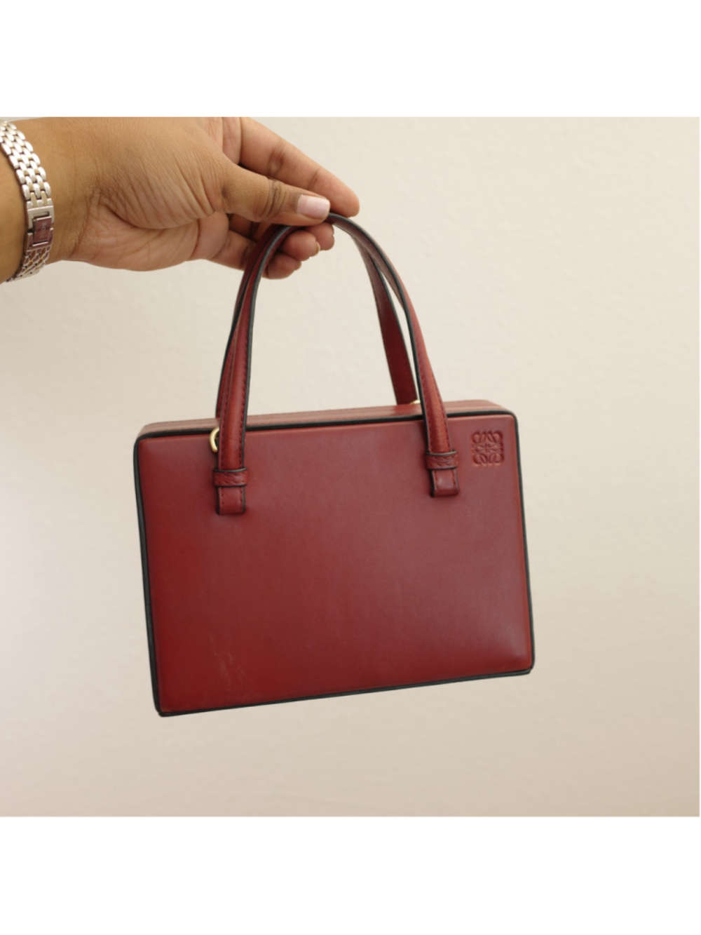 LOEWE Postal Shoulder Bag Burgundy Leather 2-Way